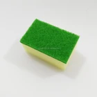 Green color kitchen cleaning sponge with scour pad