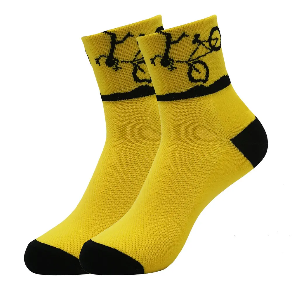 100 nylon oem yellow bike pattern cycling socks