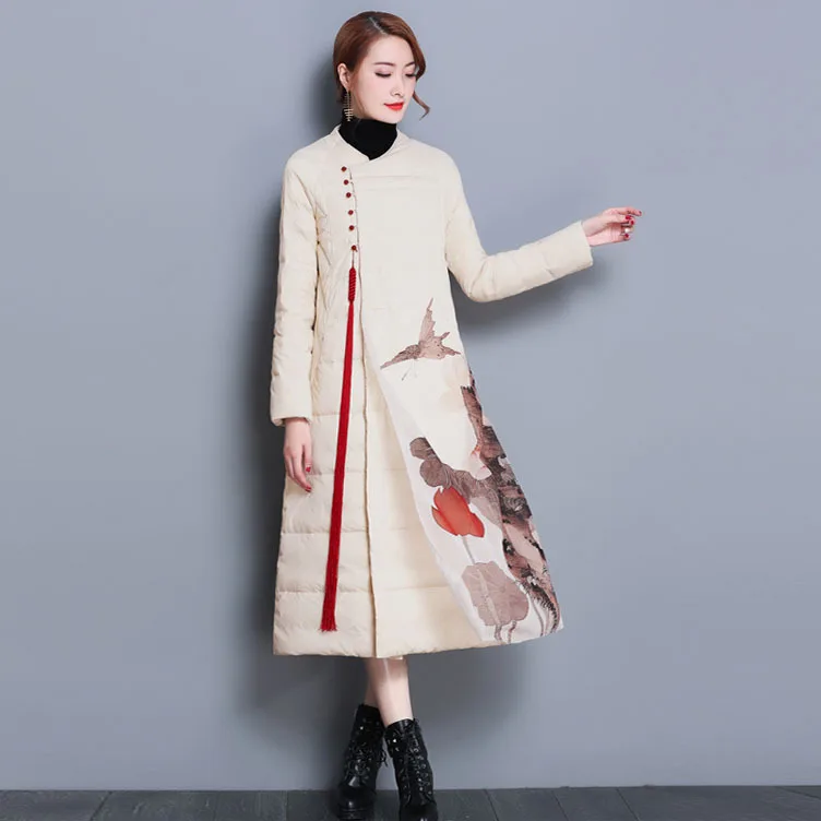 Pandapang Womens Printed Stitch Ethnic Style Tassel Retro Short Coat Jacket 