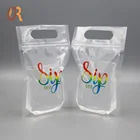 Stand Up Spout Pouch Bag Drink Pouches Bags Customized Design Plastic Clear Ziplock Stand Up 1 Litre Liquid Drink Spout Pouch Bag With Straw