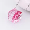 hot sale fashionable dry flower resin cube necklace