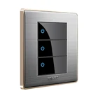 Light Switch Wall Switch Light BIHU Black Color Acrylic Material 3 Gang 1Way Click Light Cover Switch Wall Plate