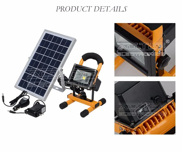 10w Waterproof outdoor ip65 portable rechargeable solar led flood light