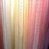 Latest design high quality single color organza with flocking embroidery curtain fabric