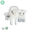 Baby bodysuit cotton light gray baby clothes cartoon romper + T shirt + pant 3pcs