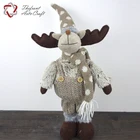 China supplier wholesale christmas crafts brown hat moose table decoration