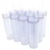 DIY Acrylic tumbler plastic Skinny Tumblers 16oz DOUBLE WALLED sippy cup with lid with straw custom logo