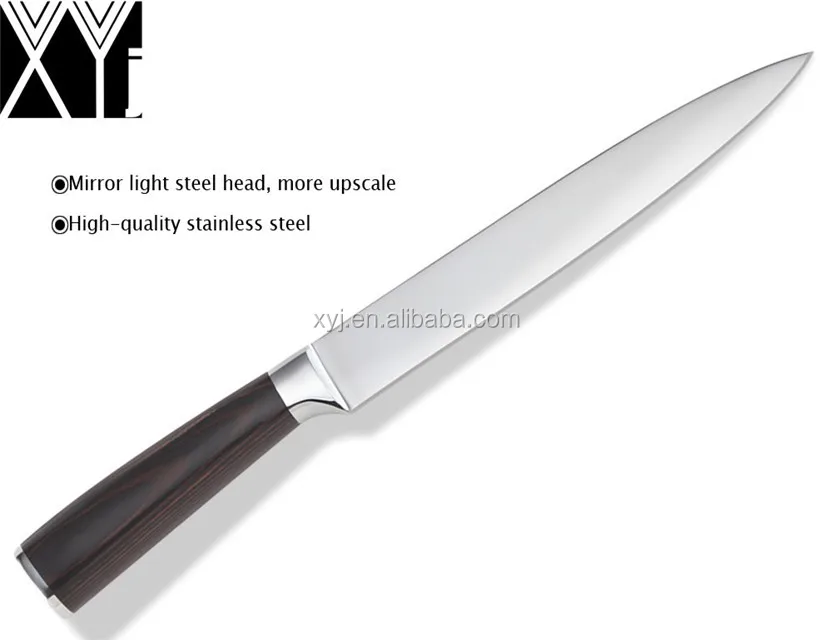 XYj En Iyi Mutfak Bıçağı Ayna Bıçak 8 Inç 7Cr17Mov Yüksek Karbonlu Paslanmaz Çelik Et Oyma Dilimleme Bıçağı Et Kesim Için