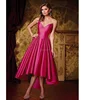 Simple Satin & Tulle Jewel Neckline Hi-Lo A-Line Prom Dresses Front Short Back Long 2018 With Pleats & Side Pockets