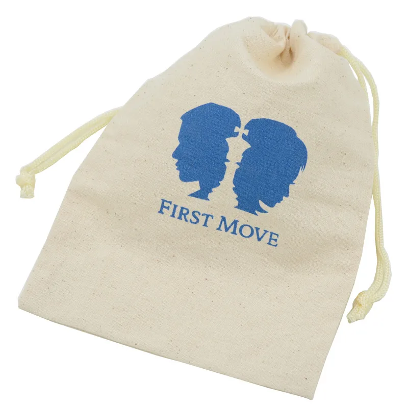 Promotional Light Grey Screen Printed Cotton Drawstring Pouch Bag
