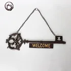 Antique cast iron metal handicrafts home retail store wall mount welcome sign decorative piece for sale