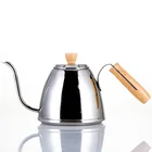Stainless Steel Hand Drip Coffee Kettle With Wooden Handle