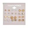 2018 Best Sale Gift 18K Gold Geometric Jewelry Set Womens Diamond Pearl Earring Stud Jewelry Crystal Set