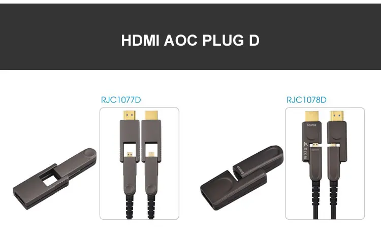 RJC1077D 50m Accept OEM logo sticker box 2160p 3D 4k fiber optic aoc ultra long slim 4K fiber optical HDMI cable - ANKUX.COM