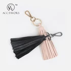 bulk black leather tassel keychain for handbag
