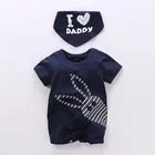 Hot Sale Newborn Baby Summer Short Sleeve Cotton Romper +Bib 2Pieces Infant Wholesale Baby Romper