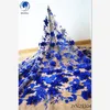 Beautifical Tulle Lace Fabric Blue Lace Fabric Flower Embroidered 3D French Lace Fabric JYN293