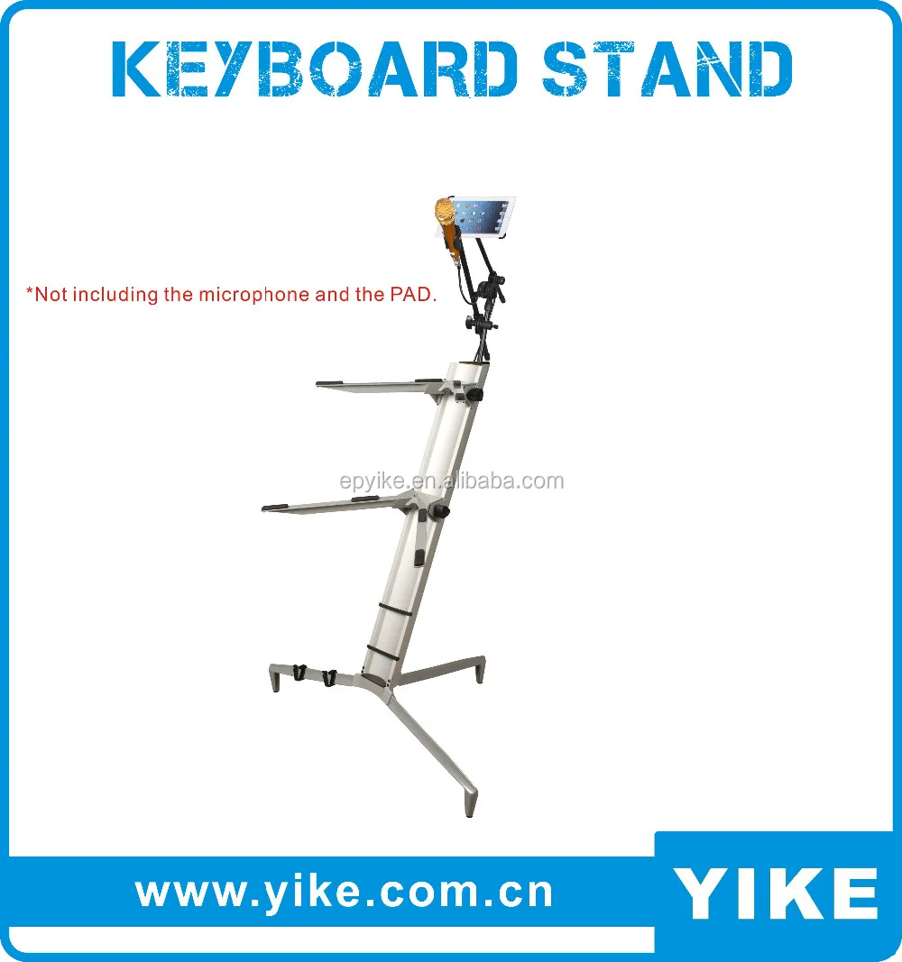 Multifunctional KS-87 Silver Keyboard Stand with Tablet Mic Stand