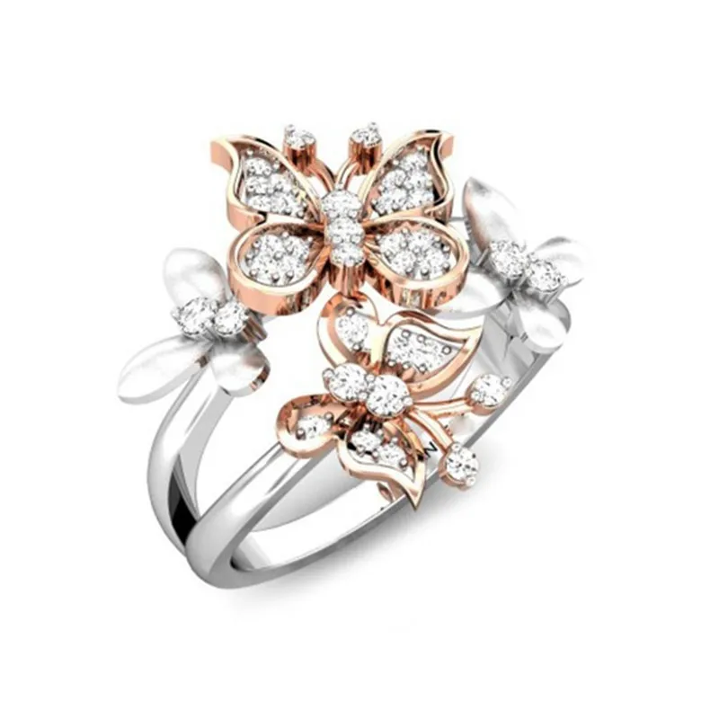 2018 Luxury Elegant Lady Wedding Engagement Ring Golden Butterfly Cluster New style silver ring
2018 Luxury Elegant Lady Wedding Engagement Ring Golden Butterfly Cluster New style silver ring