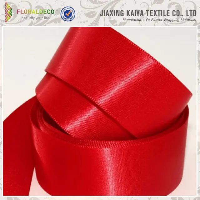 polyester gift packaging design solid color red fabric ribbon