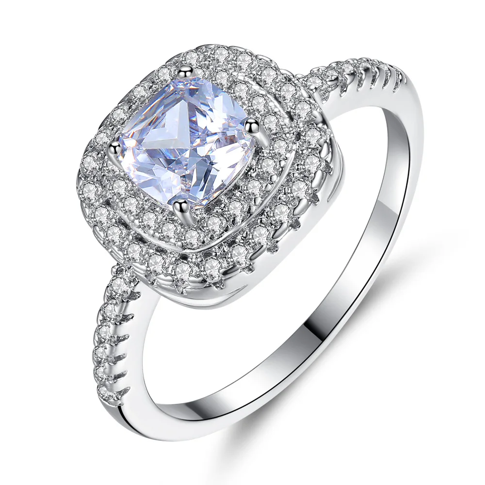 New Ladies Princess Party Full Diamond Silver Square Zircon Ring Wild Wedding Accessories Ring
New Ladies Princess Party Full Diamond Silver Square Zircon Ring Wild Wedding Accessories Ring