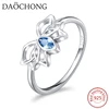 Fashion hot product women jewellery real 925 Sterling Silver Lotus Ring with Blue stone