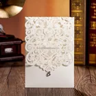 Laser cut card for wedding invitation with diamond decorate CW5001