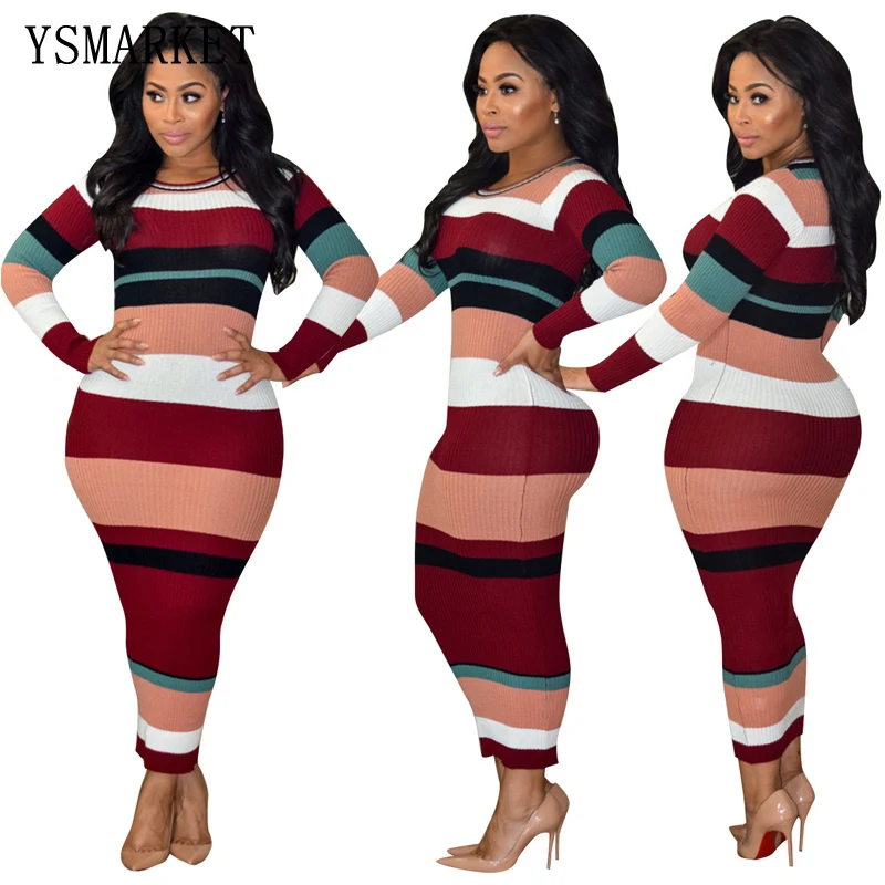YSMARKET New Fashion Women Long Dress Sexy O-Neck Knitting Dress Bodycon Striped Leisure Party Vestido EA7530L
YSMARKET New Fashion Women Long Dress Sexy O-Neck Knitting Dress Bodycon Striped Leisure Party Vestido EA7530L