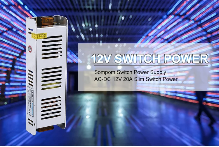 Sompom LED Power 12V 20a Slim Power supply 12 V for led strip light