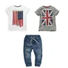 Model Boys Photo Latest Design Children T Shirts+Jeans Pants Sets