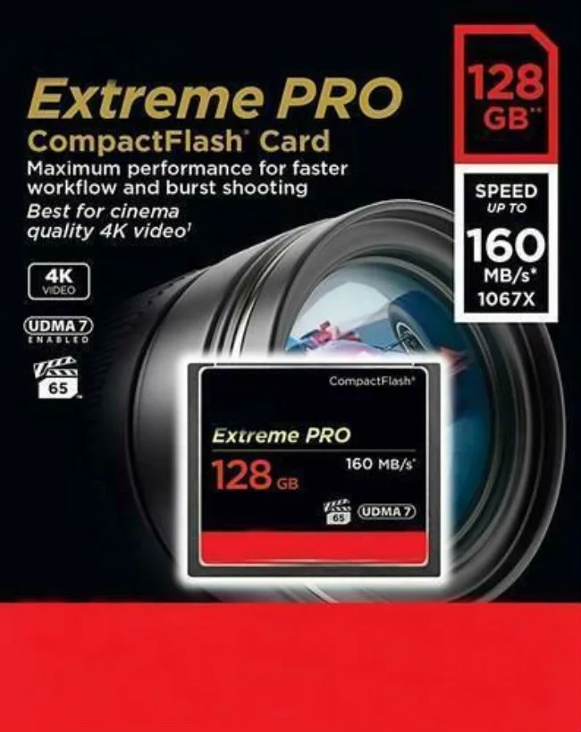 

128GB Extreme PRO 1067X 160MB/s UDMA7 Compact Flash Card CF card Memory Card, Black