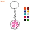 Outlet 25mm 30mm Magnetic Stainless Steel Double Love Heart Aromatherapy Essential Oil Diffuser Locket Key Chain for friend gift