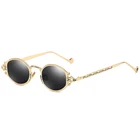 high quality wholesale unisex Metal frame oval small sunglasses women men steampunk vintage glasses retro sun shades
