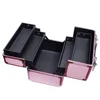 GLADKING GLADIATOR make up box with rectangle PU trays cosmetic toll case F2671P pink aluminum frame