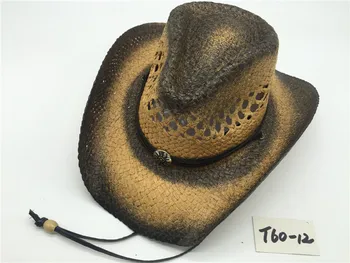 T60-12Wholesale New Style Summer Cowboy Paper Straw Hat For Mens