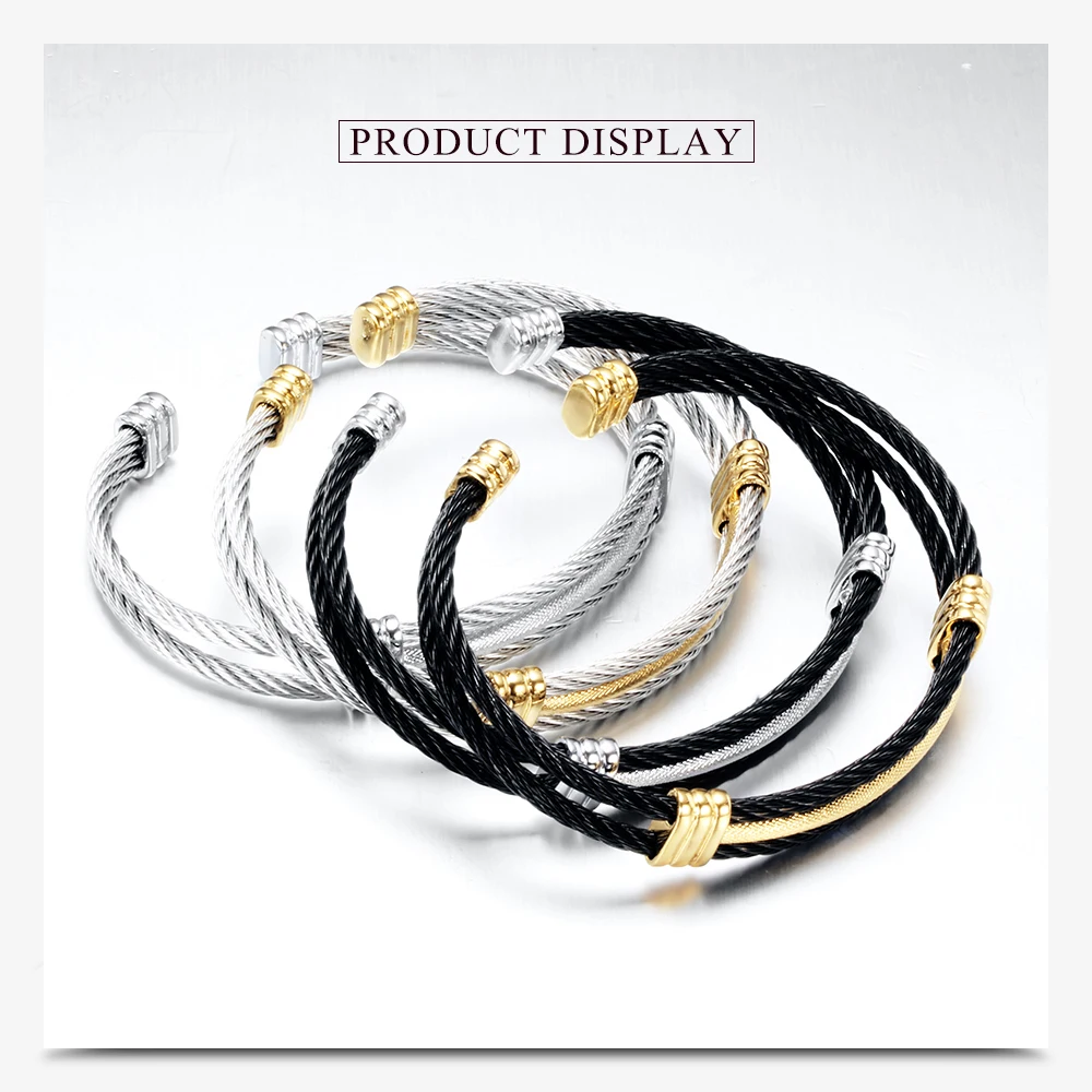 New Arrival Spring Wire Line Colorful Titanium Steel Bracelet Stretch