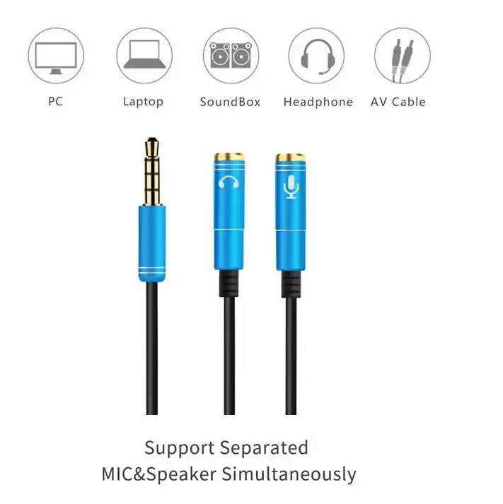 high quality Audio 3.5mm Male to Dual Female Headphone Microphone Speaker Connector Plug 1 to 2 Y Splitter Adaptor Cable - ANKUX.COM