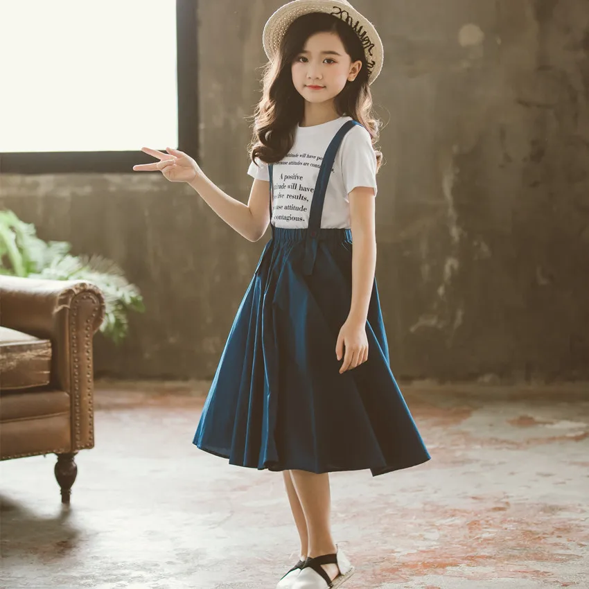 2019 Summer Kids Fashion Girls Clothing Sets 2 pcs Letter T-Shirt & Strap Skirt Set for 8 12 Years Child Teen Girls Clothes Set, White
2019 Summer Kids Fashion Girls Clothing Sets 2 pcs Letter T-Shirt & Strap Skirt Set for 8 12 Years Child Teen Girls Clothes Set, White