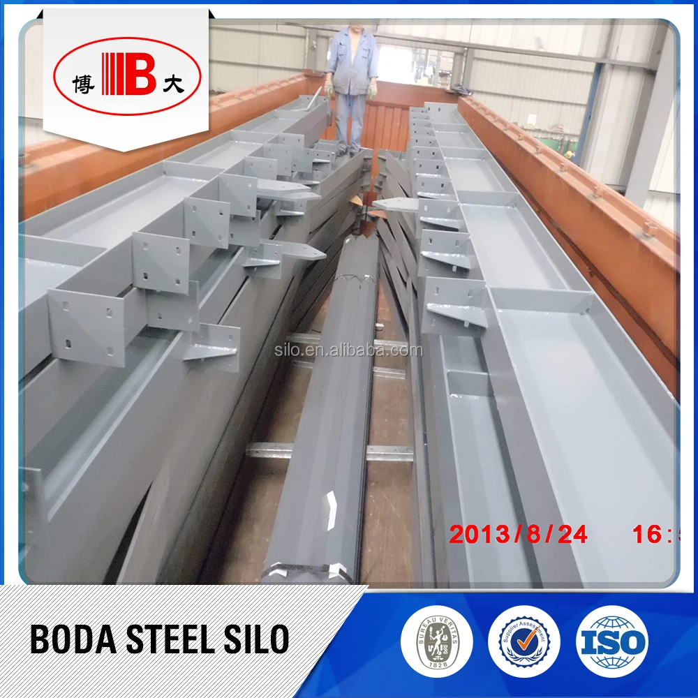 Soybean/rice/paddy rice/wheat/corn/maize galvanized storage steel silo with outside vertical stiffeners and steel supports