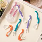 Food Grade Folding Baby Flexible Spoon Plastic PP Bendable Children Kids Baby Feeding Fork Spoon for with PP transparent case