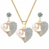Wholesale Top Fashion Pearl Jewellery Unique Design Heart Shape Pendant Wedding Jewelry Sets