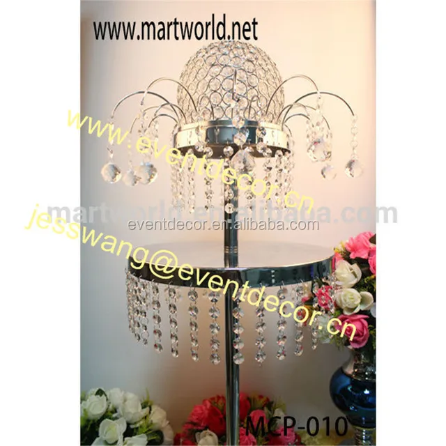 unique wedding flower stand and crystal ball chandelier center