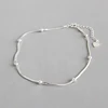 925 Sterling Silver Anklet Simple Round Bead Snake Bone Chain Female Anklet Personality Wild Silver Feet