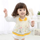100% Cotton soft absorbent baby girls feeding smock apron drool teething bibs set with snap button