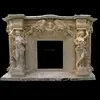 Marble hand carving gas log fireplace