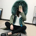 Natural plush design raccoon fur material hooded short jacket parka
