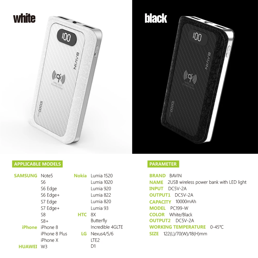 BAVIN wireless charger power bank 10000mah wireless power bank - ANKUX.COM
