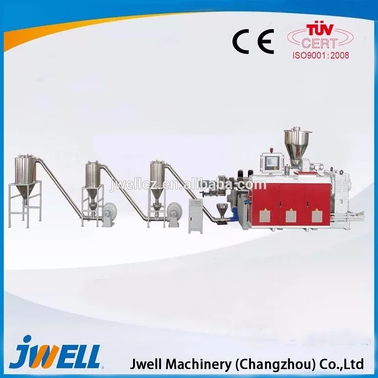 PVC counter parallel, rotation conical twin screw pelletizing extrusion line
