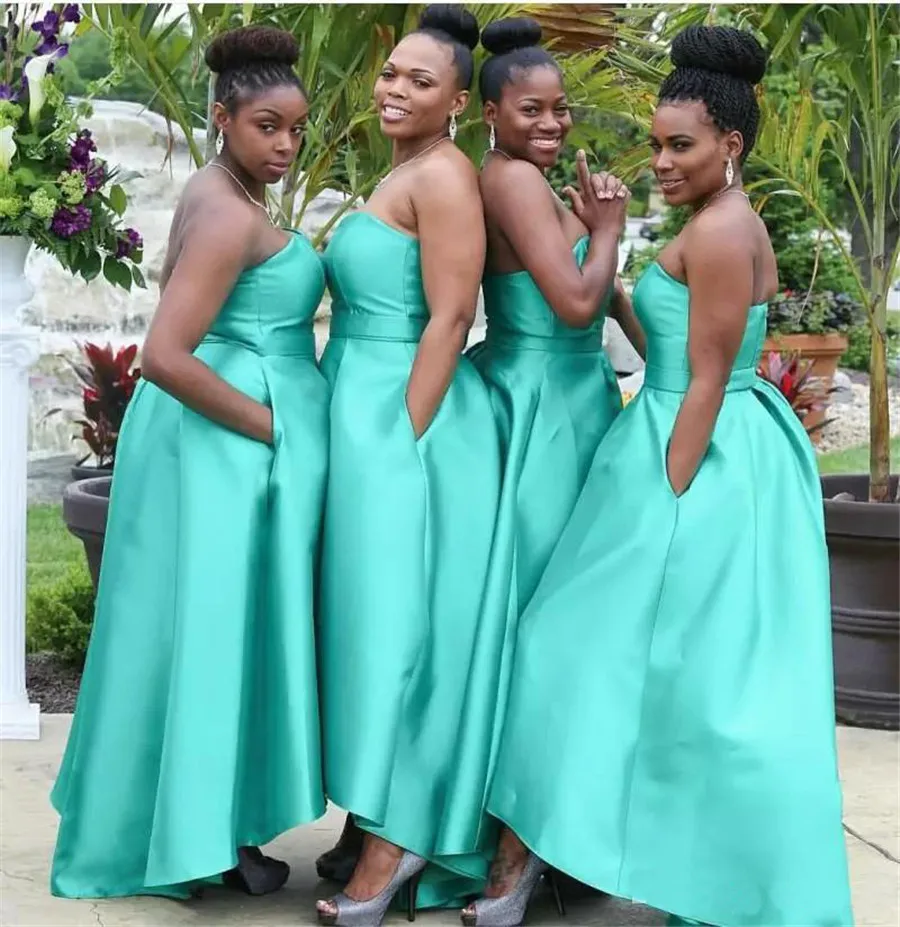 DB015 Mint Green Satin Bridesmaid Dresses 2020 Strapless Floor Length Custom Made Bridesmaid Gowns With Pocket
DB015 Mint Green Satin Bridesmaid Dresses 2020 Strapless Floor Length Custom Made Bridesmaid Gowns With Pocket