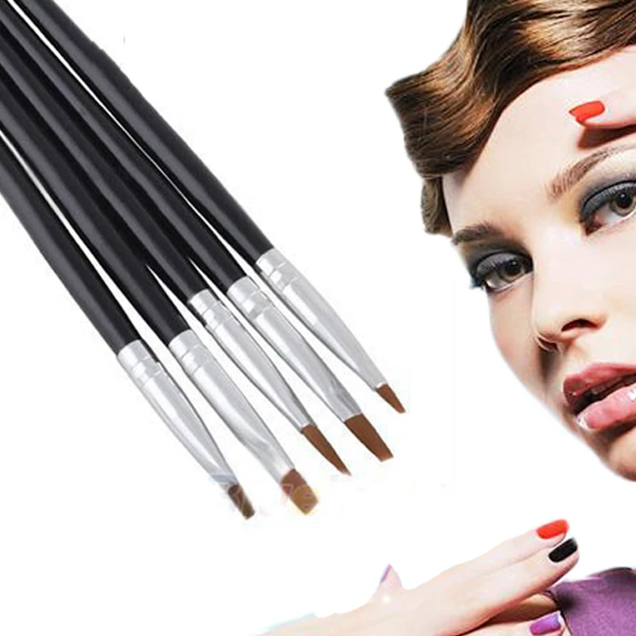 Fashion Styling 5Pcs/Set Beauty Fashion Pro Nail Art Decoration Painting Pen Acrylic UV Gel Tool Design Flat Brush